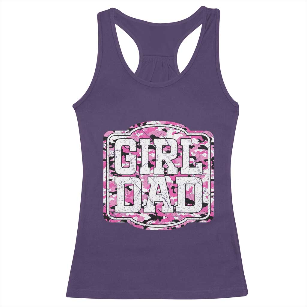 Girl Dad Racerback Tank Top Pink Camo Hunting Daddy Father's Day TS11 Purple Print Your Wear