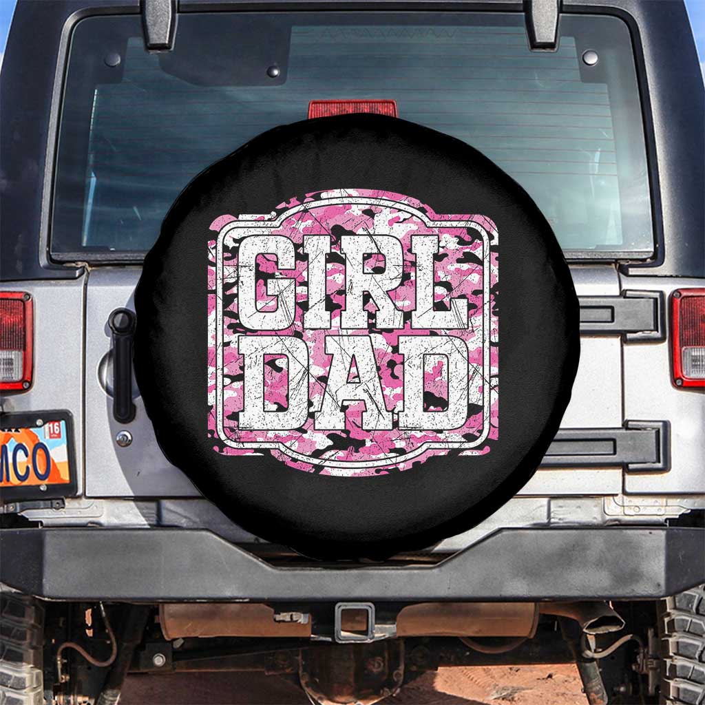 Girl Dad Spare Tire Cover Pink Camo Hunting Daddy Father's Day TS11 No hole Black Print Your Wear