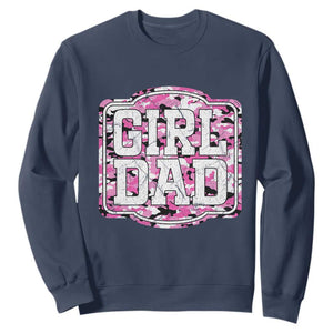 Girl Dad Sweatshirt Pink Camo Hunting Daddy Father's Day TS11 Navy Print Your Wear