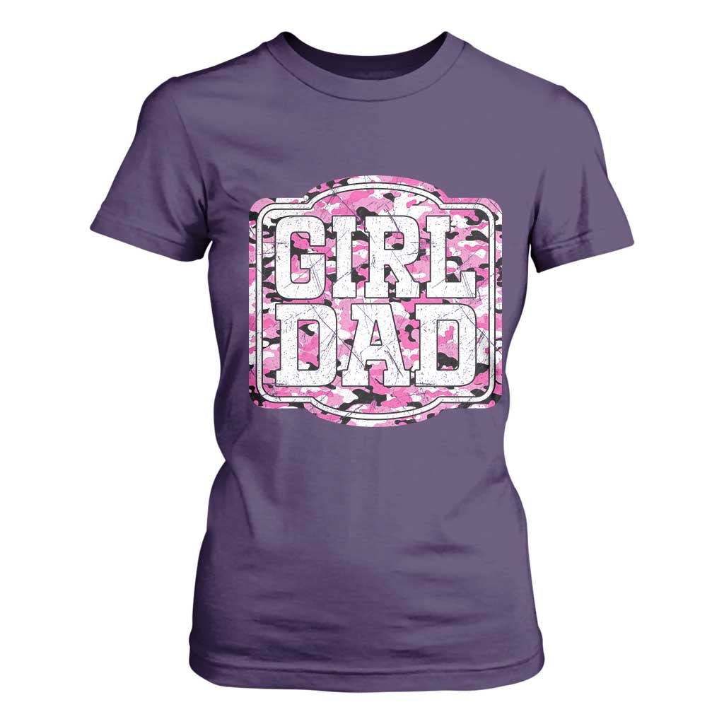 Girl Dad T Shirt For Women Pink Camo Hunting Daddy Father's Day TS11 Purple Print Your Wear