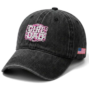Girl Dad Washed Cotton Baseball Cap Pink Camo Hunting Daddy Father's Day TS11 Print Your Wear