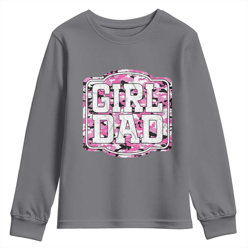 Girl Dad Youth Sweatshirt Pink Camo Hunting Daddy Father's Day TS11 Charcoal Print Your Wear