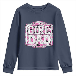 Girl Dad Youth Sweatshirt Pink Camo Hunting Daddy Father's Day TS11 Navy Print Your Wear