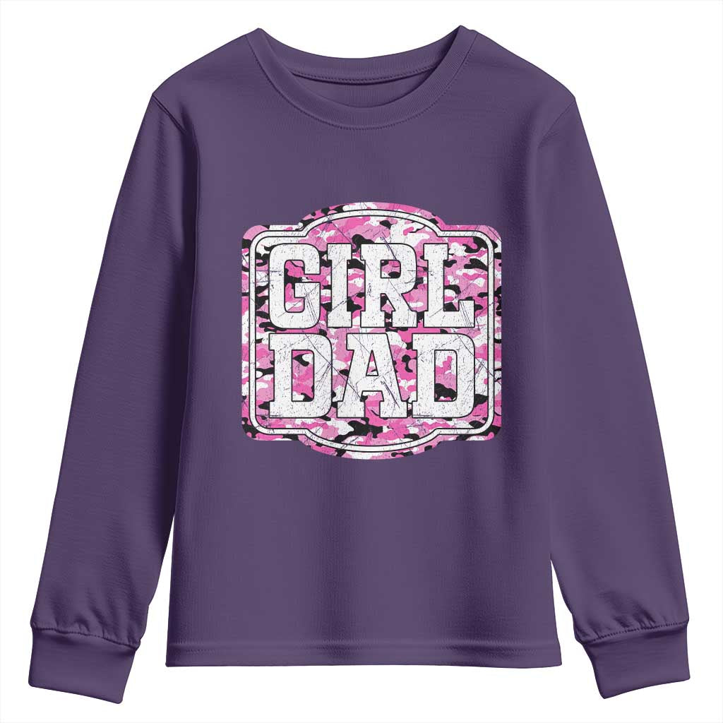 Girl Dad Youth Sweatshirt Pink Camo Hunting Daddy Father's Day TS11 Purple Print Your Wear