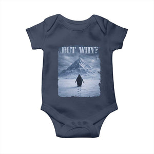 Nihilist Penguin But Why Baby Onesie Snow Mountains Motivational Penguin Meme TS11 Navy Print Your Wear