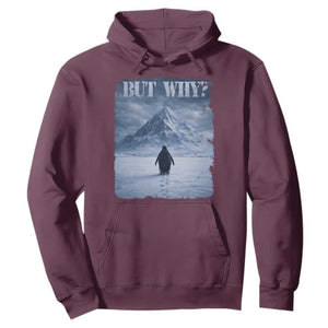 Nihilist Penguin But Why Hoodie Snow Mountains Motivational Penguin Meme TS11 Maroon Print Your Wear