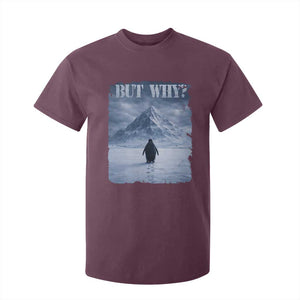 Nihilist Penguin But Why T Shirt For Kid Snow Mountains Motivational Penguin Meme TS11 Maroon Print Your Wear