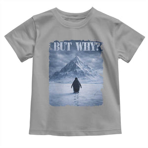 Nihilist Penguin But Why Toddler T Shirt Snow Mountains Motivational Penguin Meme TS11 Sport Gray Print Your Wear