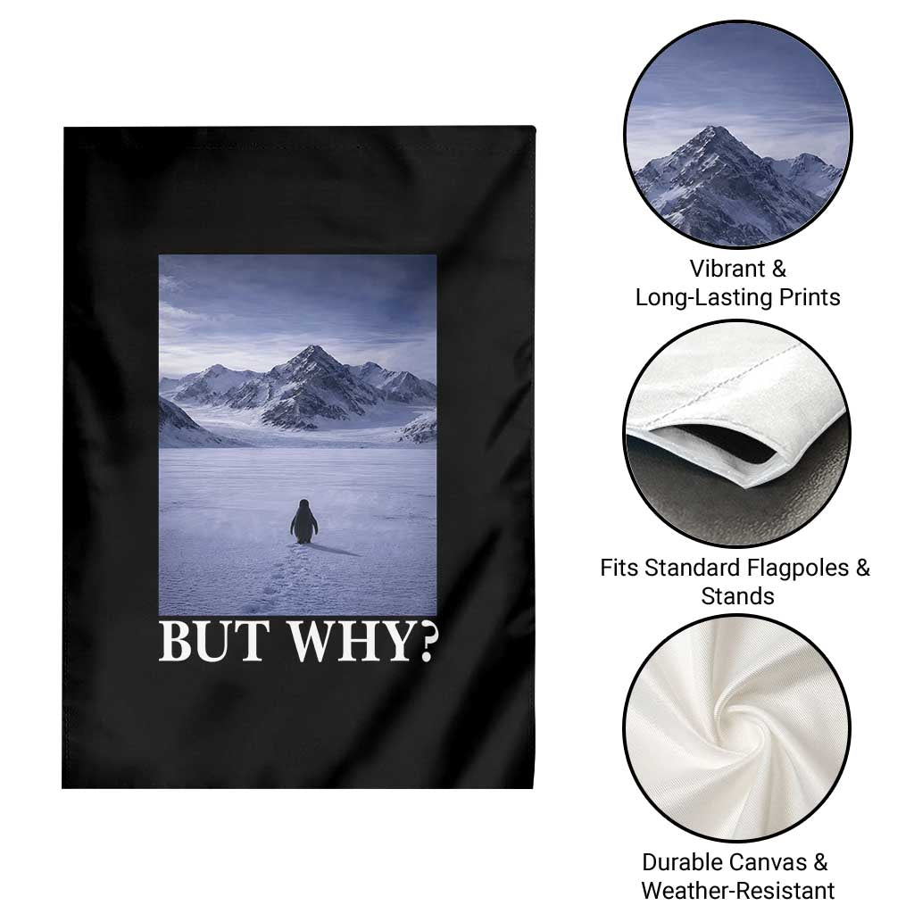 Nihilist Penguin But Why Garden Flag Lone Penguin Walking Toward Mountain Meme TS11 Print Your Wear