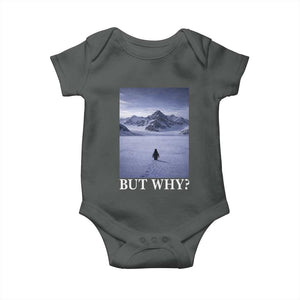 Nihilist Penguin But Why Baby Onesie Lone Penguin Walking Toward Mountain Meme TS11 Dark Heather Print Your Wear