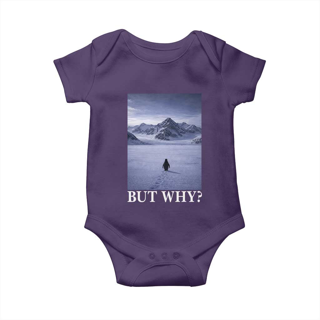 Nihilist Penguin But Why Baby Onesie Lone Penguin Walking Toward Mountain Meme TS11 Purple Print Your Wear