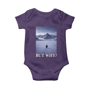 Nihilist Penguin But Why Baby Onesie Lone Penguin Walking Toward Mountain Meme TS11 Purple Print Your Wear