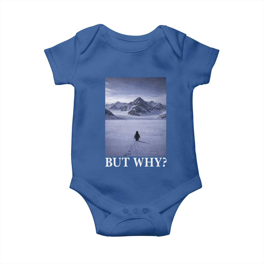 Nihilist Penguin But Why Baby Onesie Lone Penguin Walking Toward Mountain Meme TS11 Royal Blue Print Your Wear
