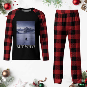 Nihilist Penguin But Why Plaid Pajama Set Lone Penguin Walking Toward Mountain Meme TS11 Buffalo Plaid Print Your Wear