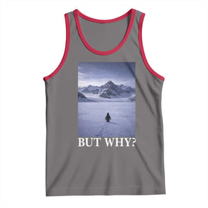 Nihilist Penguin But Why Tank Top Lone Penguin Walking Toward Mountain Meme TS11 Deep Heather Red Print Your Wear