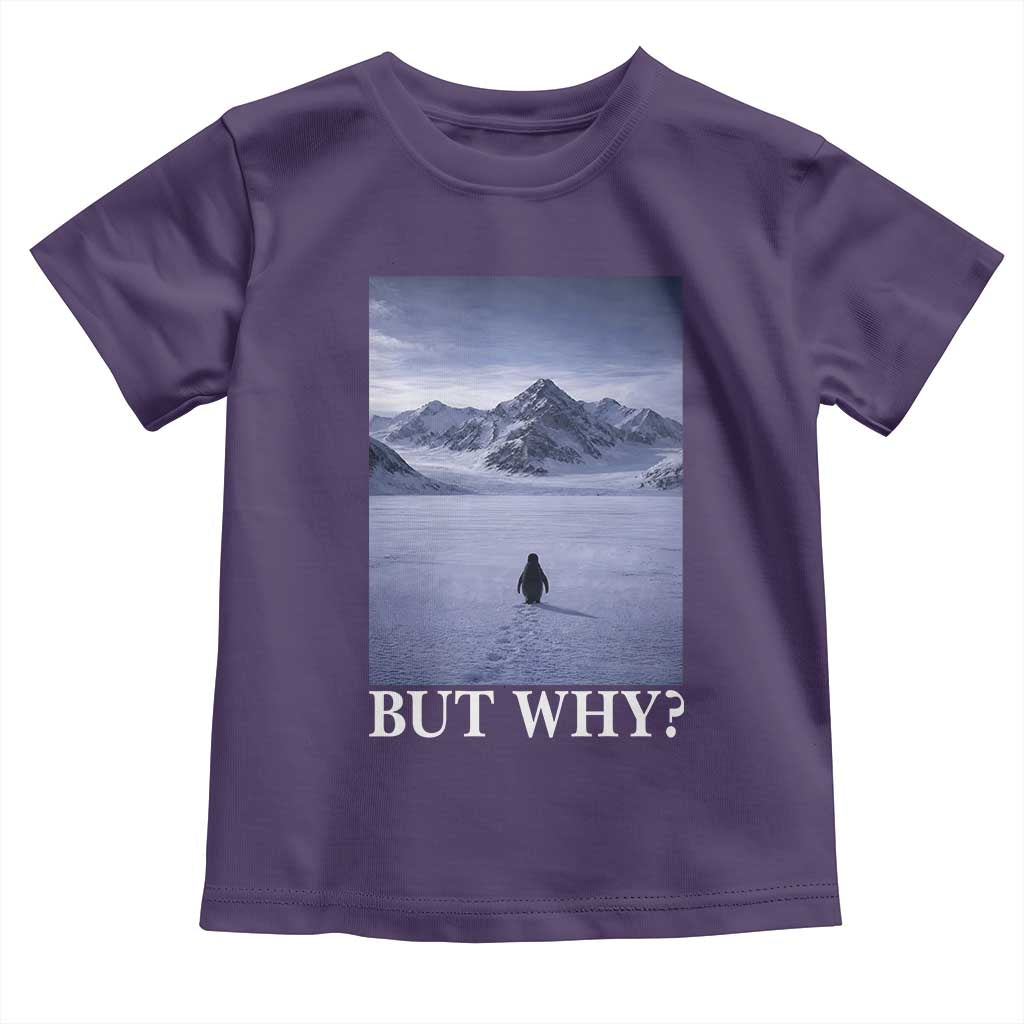 Nihilist Penguin But Why Toddler T Shirt Lone Penguin Walking Toward Mountain Meme TS11 Purple Print Your Wear