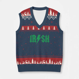 Funny Irish Rocker St Patrickss Day Lightning Bolt Rock and Roll V-Neck Knit Sweater Vest TS11 Navy Red Print Your Wear