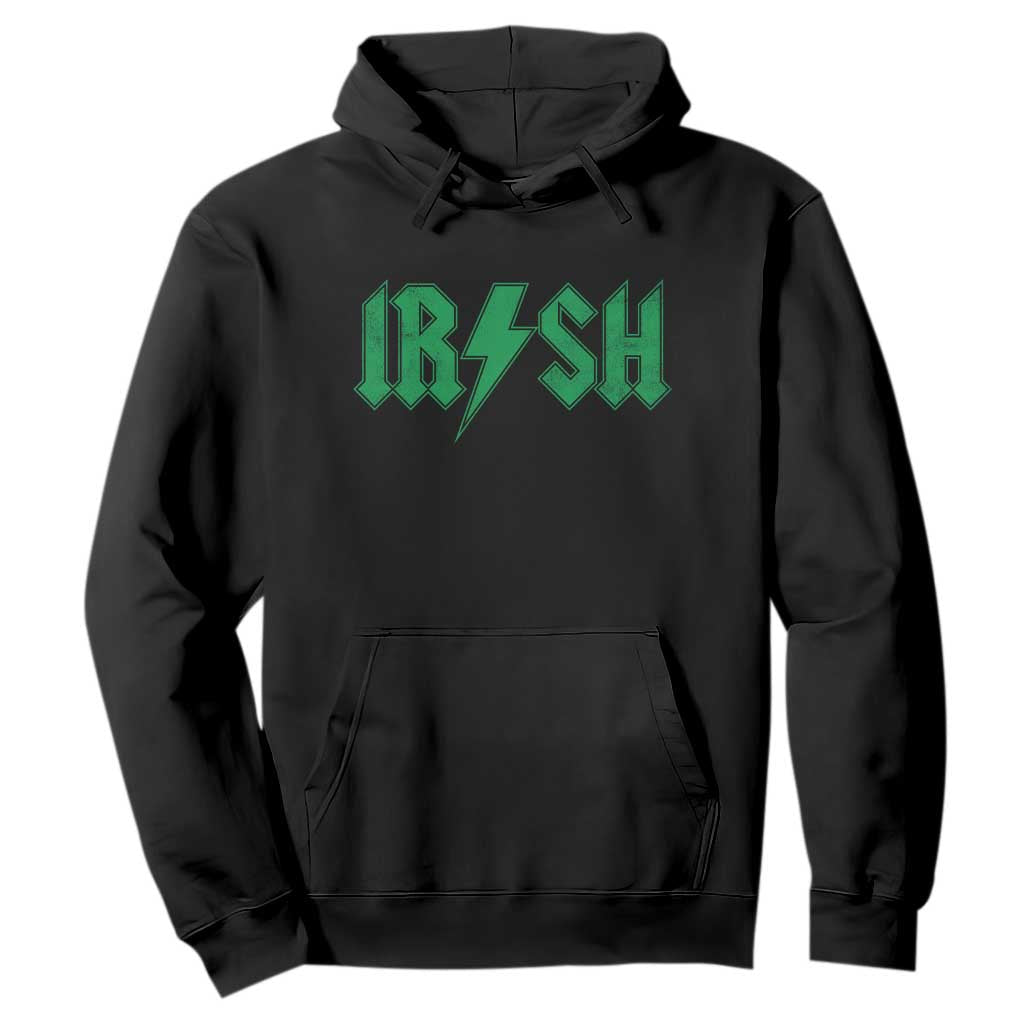Funny Irish Rocker St Patrickss Day Lightning Bolt Rock and Roll Hoodie TS11 Black Print Your Wear