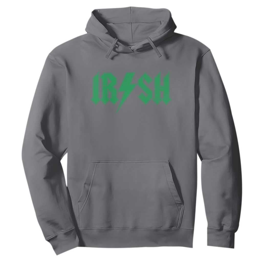 Funny Irish Rocker St Patrickss Day Lightning Bolt Rock and Roll Hoodie TS11 Charcoal Print Your Wear