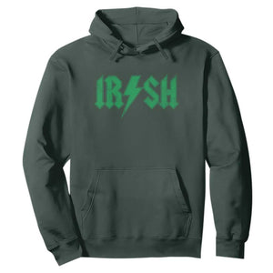 Funny Irish Rocker St Patrickss Day Lightning Bolt Rock and Roll Hoodie TS11 Dark Forest Green Print Your Wear