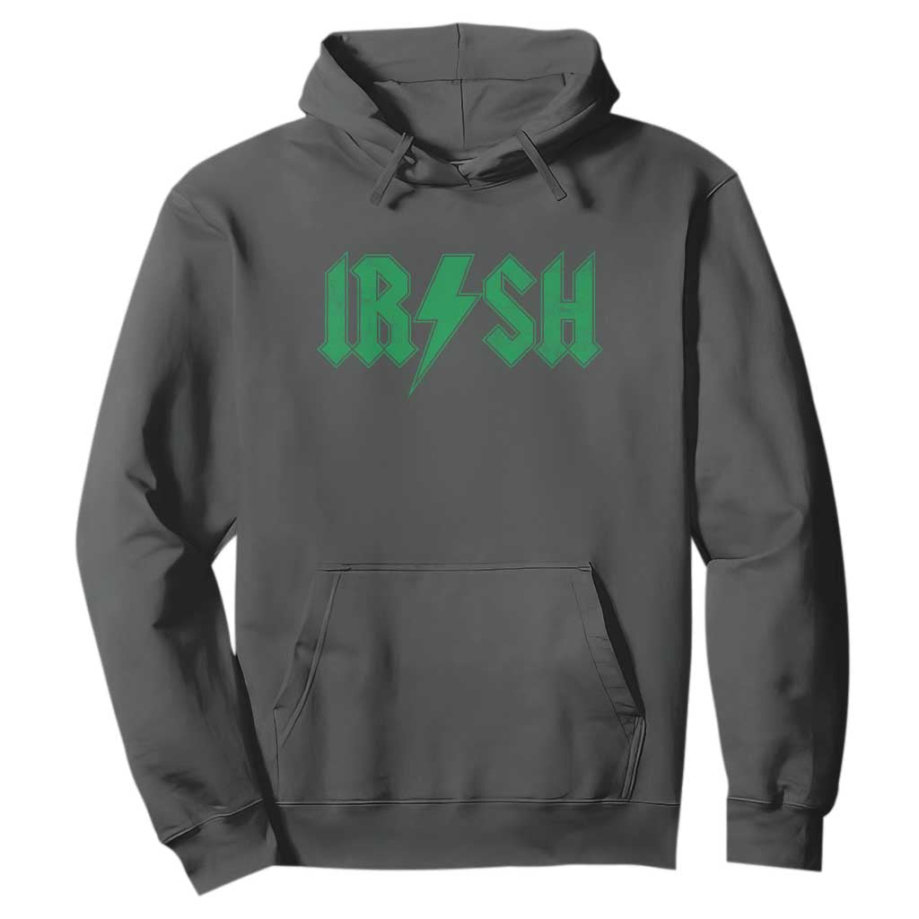 Funny Irish Rocker St Patrickss Day Lightning Bolt Rock and Roll Hoodie TS11 Dark Heather Print Your Wear