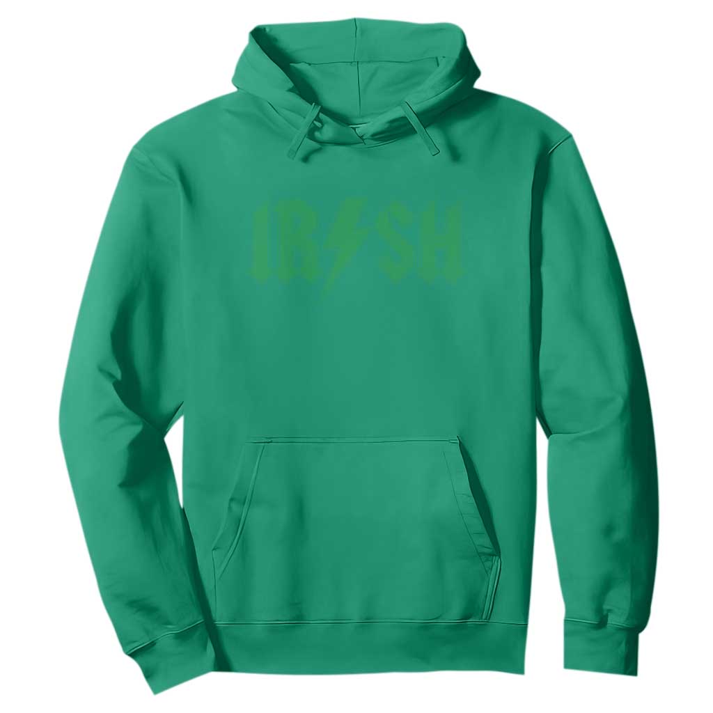 Funny Irish Rocker St Patrickss Day Lightning Bolt Rock and Roll Hoodie TS11 Irish Green Print Your Wear
