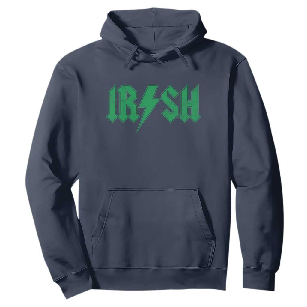 Funny Irish Rocker St Patrickss Day Lightning Bolt Rock and Roll Hoodie TS11 Navy Print Your Wear