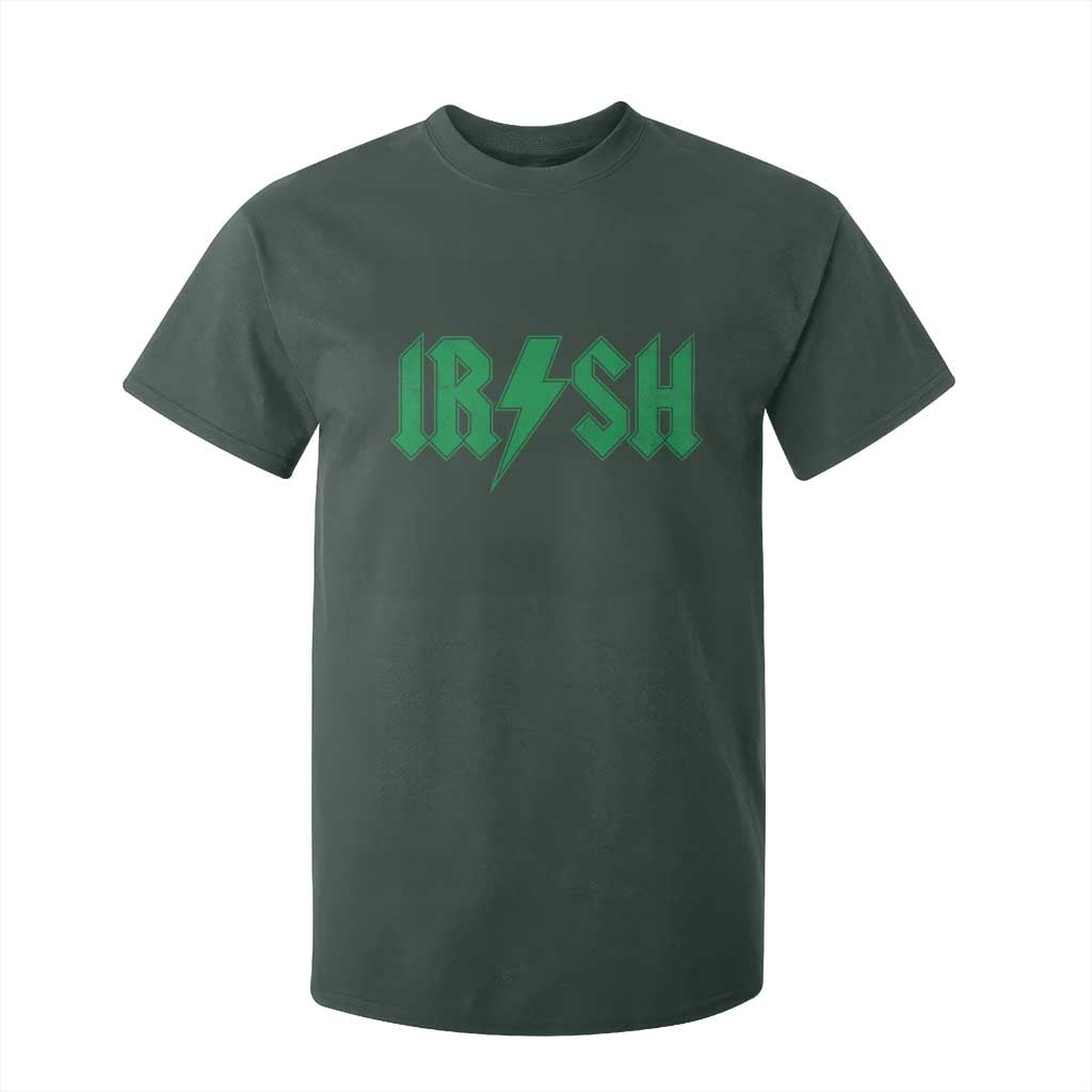 Funny Irish Rocker St Patrickss Day Lightning Bolt Rock and Roll T Shirt For Kid TS11 Dark Forest Green Print Your Wear