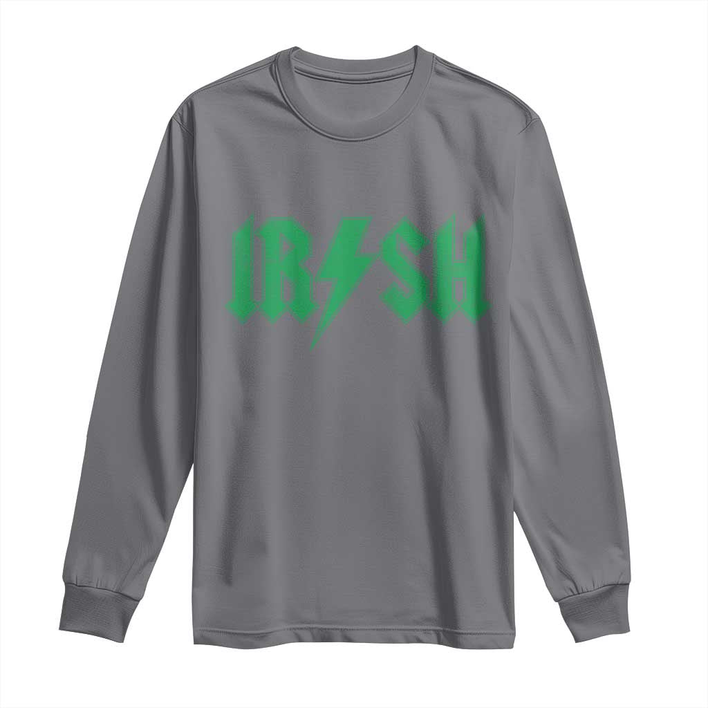 Funny Irish Rocker St Patrickss Day Lightning Bolt Rock and Roll Long Sleeve Shirt TS11 Charcoal Print Your Wear