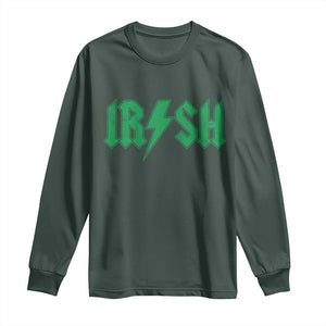 Funny Irish Rocker St Patrickss Day Lightning Bolt Rock and Roll Long Sleeve Shirt TS11 Dark Forest Green Print Your Wear
