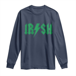Funny Irish Rocker St Patrickss Day Lightning Bolt Rock and Roll Long Sleeve Shirt TS11 Navy Print Your Wear