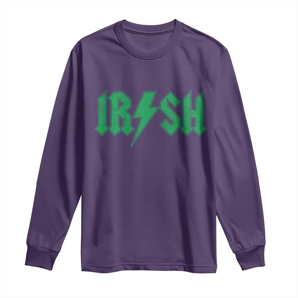Funny Irish Rocker St Patrickss Day Lightning Bolt Rock and Roll Long Sleeve Shirt TS11 Purple Print Your Wear