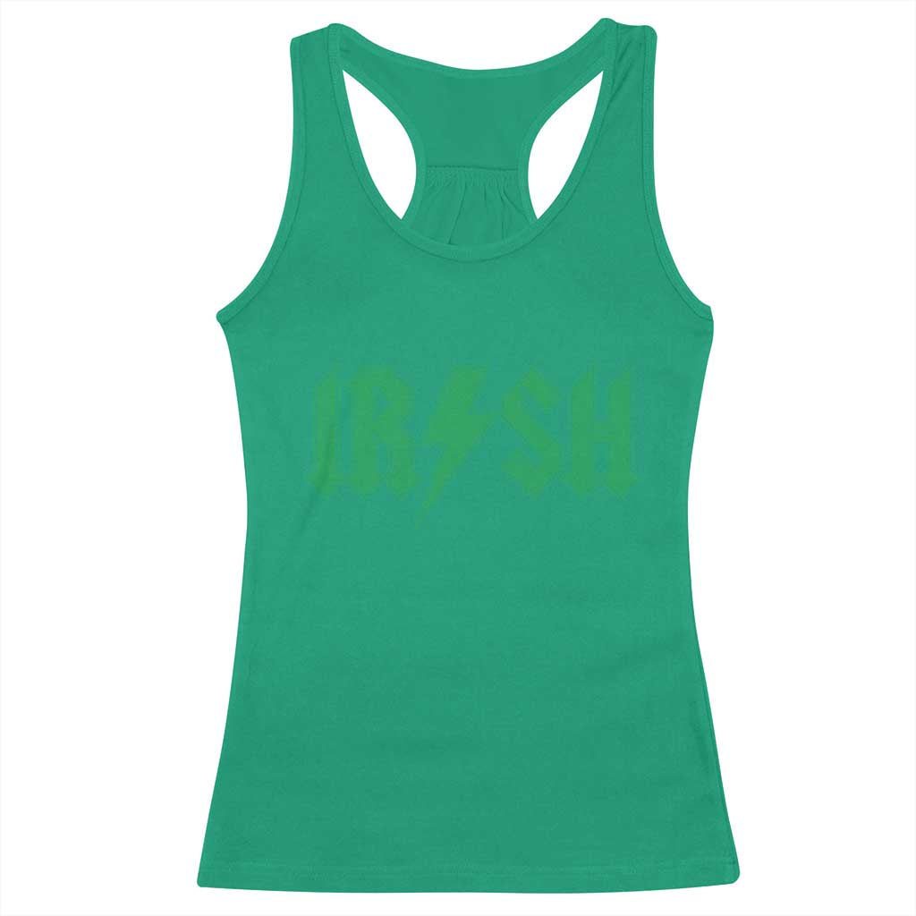 Funny Irish Rocker St Patrickss Day Lightning Bolt Rock and Roll Racerback Tank Top TS11 Irish Green Print Your Wear