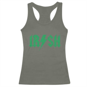 Funny Irish Rocker St Patrickss Day Lightning Bolt Rock and Roll Racerback Tank Top TS11 Military Green Print Your Wear