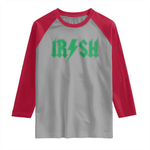 Funny Irish Rocker St Patrickss Day Lightning Bolt Rock and Roll Raglan Shirt TS11 Sport Gray Red Print Your Wear