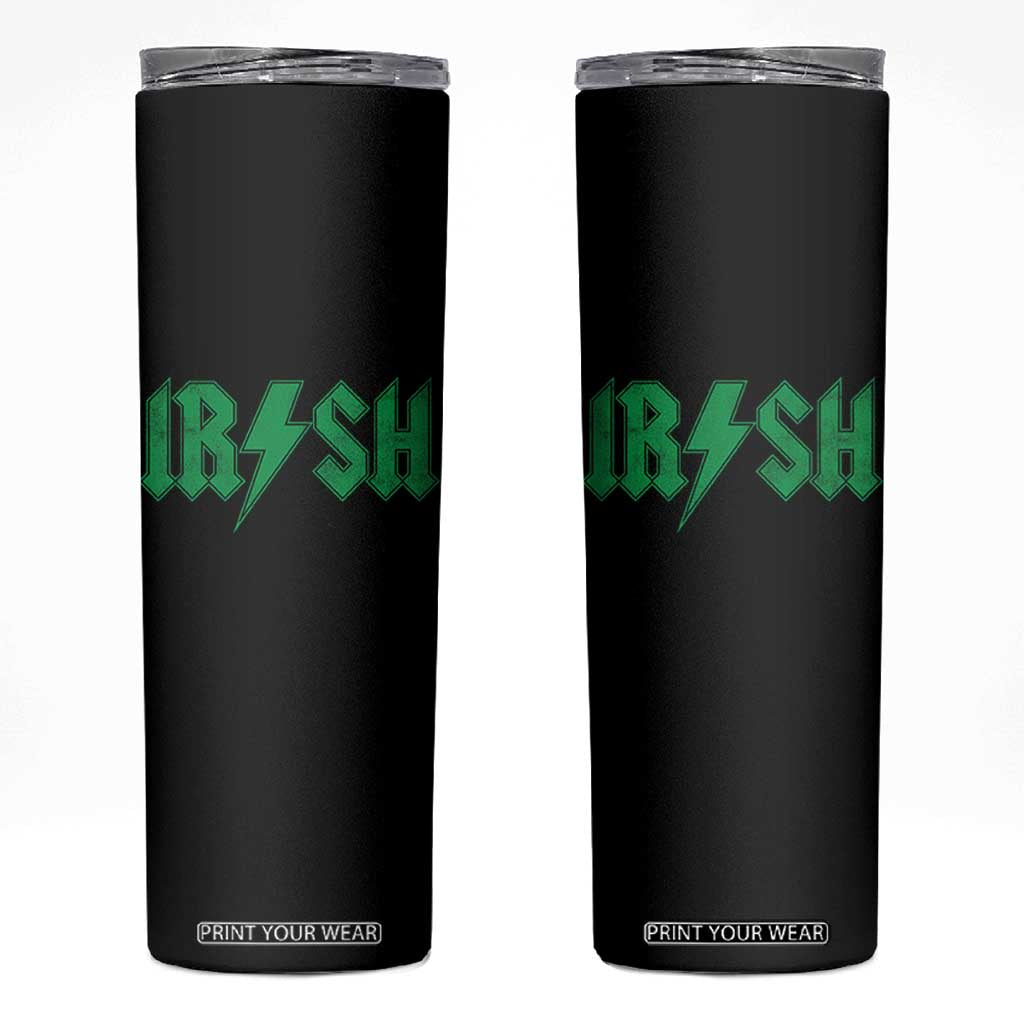 Funny Irish Rocker St Patrickss Day Lightning Bolt Rock and Roll Skinny Tumbler TS11 Black Print Your Wear