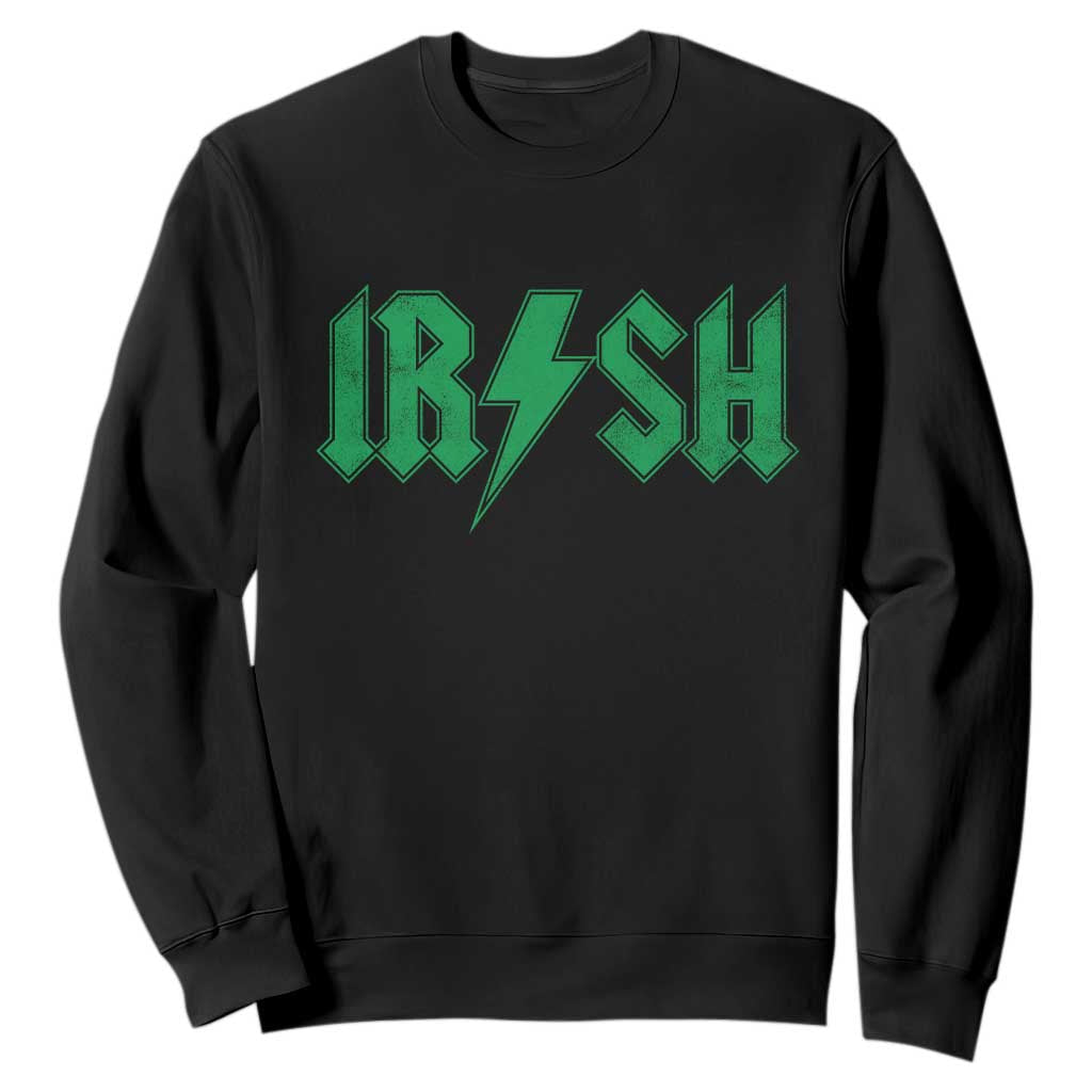 Funny Irish Rocker St Patrickss Day Lightning Bolt Rock and Roll Sweatshirt TS11 Black Print Your Wear