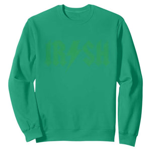 Funny Irish Rocker St Patrickss Day Lightning Bolt Rock and Roll Sweatshirt TS11 Irish Green Print Your Wear