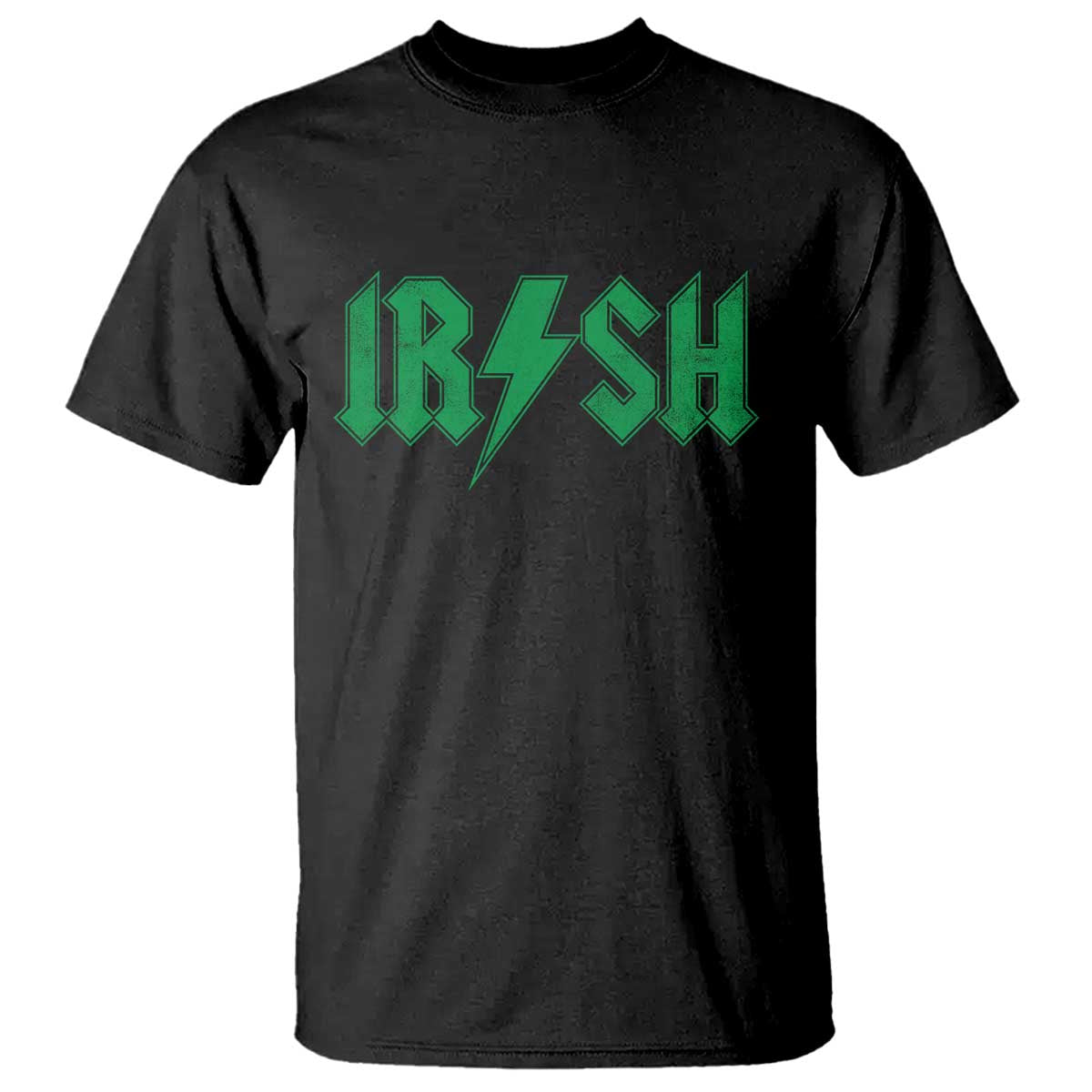 Funny Irish Rocker St Patrickss Day Lightning Bolt Rock and Roll T Shirt TS11 Black Print Your Wear