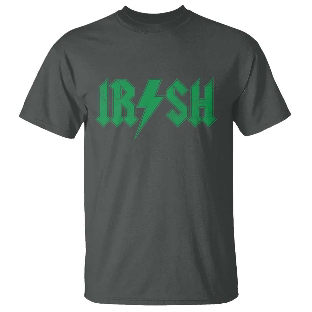 Funny Irish Rocker St Patrickss Day Lightning Bolt Rock and Roll T Shirt TS11 Dark Heather Print Your Wear