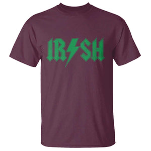 Funny Irish Rocker St Patrickss Day Lightning Bolt Rock and Roll T Shirt TS11 Maroon Print Your Wear