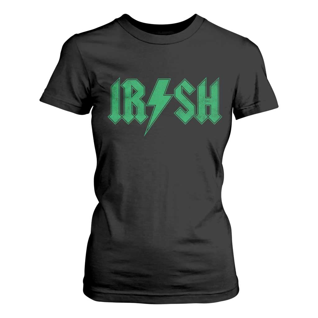 Funny Irish Rocker St Patrickss Day Lightning Bolt Rock and Roll T Shirt For Women TS11 Black Print Your Wear