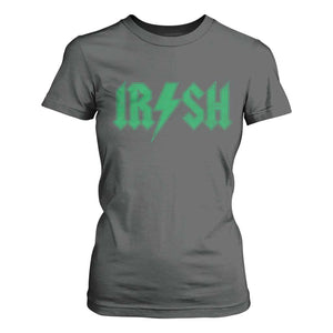 Funny Irish Rocker St Patrickss Day Lightning Bolt Rock and Roll T Shirt For Women TS11 Dark Heather Print Your Wear