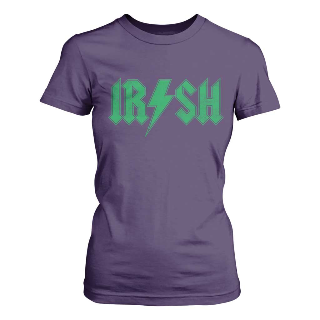 Funny Irish Rocker St Patrickss Day Lightning Bolt Rock and Roll T Shirt For Women TS11 Purple Print Your Wear