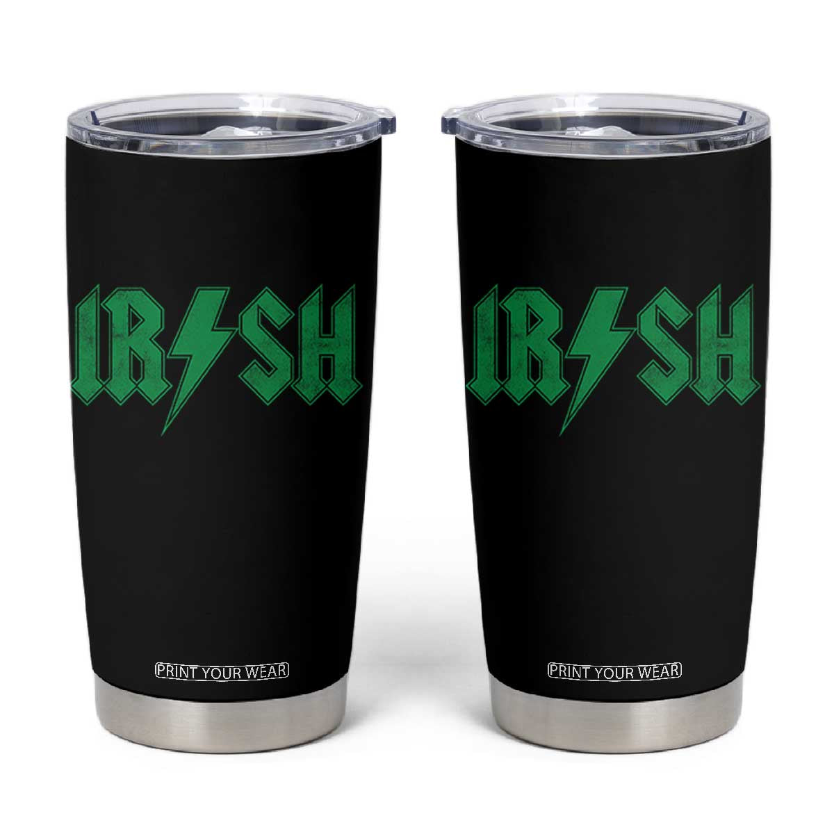 Funny Irish Rocker St Patrickss Day Lightning Bolt Rock and Roll Tumbler Cup TS11 Black Print Your Wear
