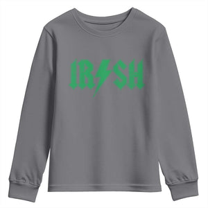 Funny Irish Rocker St Patrickss Day Lightning Bolt Rock and Roll Youth Sweatshirt TS11 Charcoal Print Your Wear