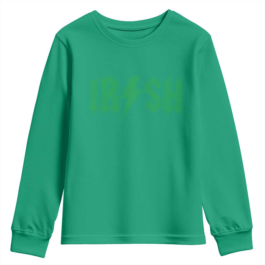 Funny Irish Rocker St Patrickss Day Lightning Bolt Rock and Roll Youth Sweatshirt TS11 Irish Green Print Your Wear