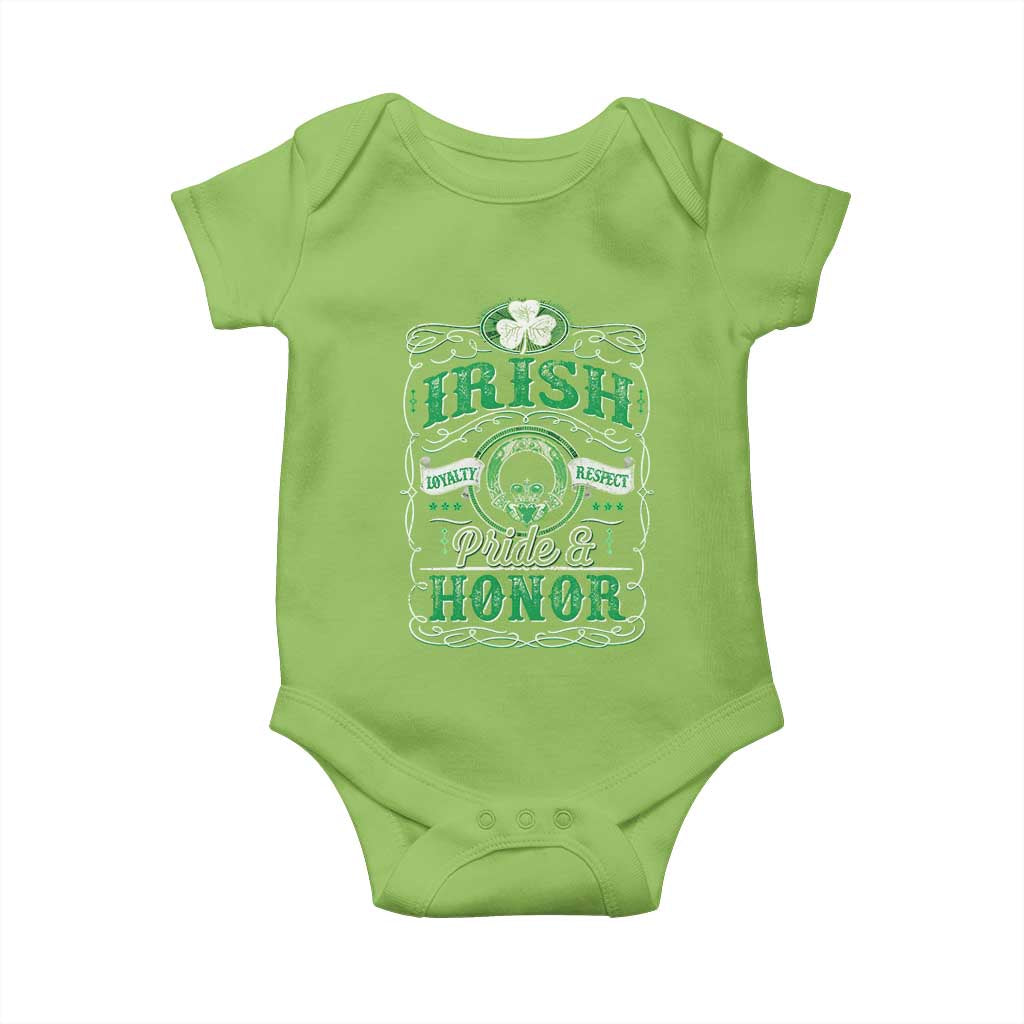 Vintage Irish Pride And Honor St Patricks Day Baby Onesie TS11 Lime Print Your Wear