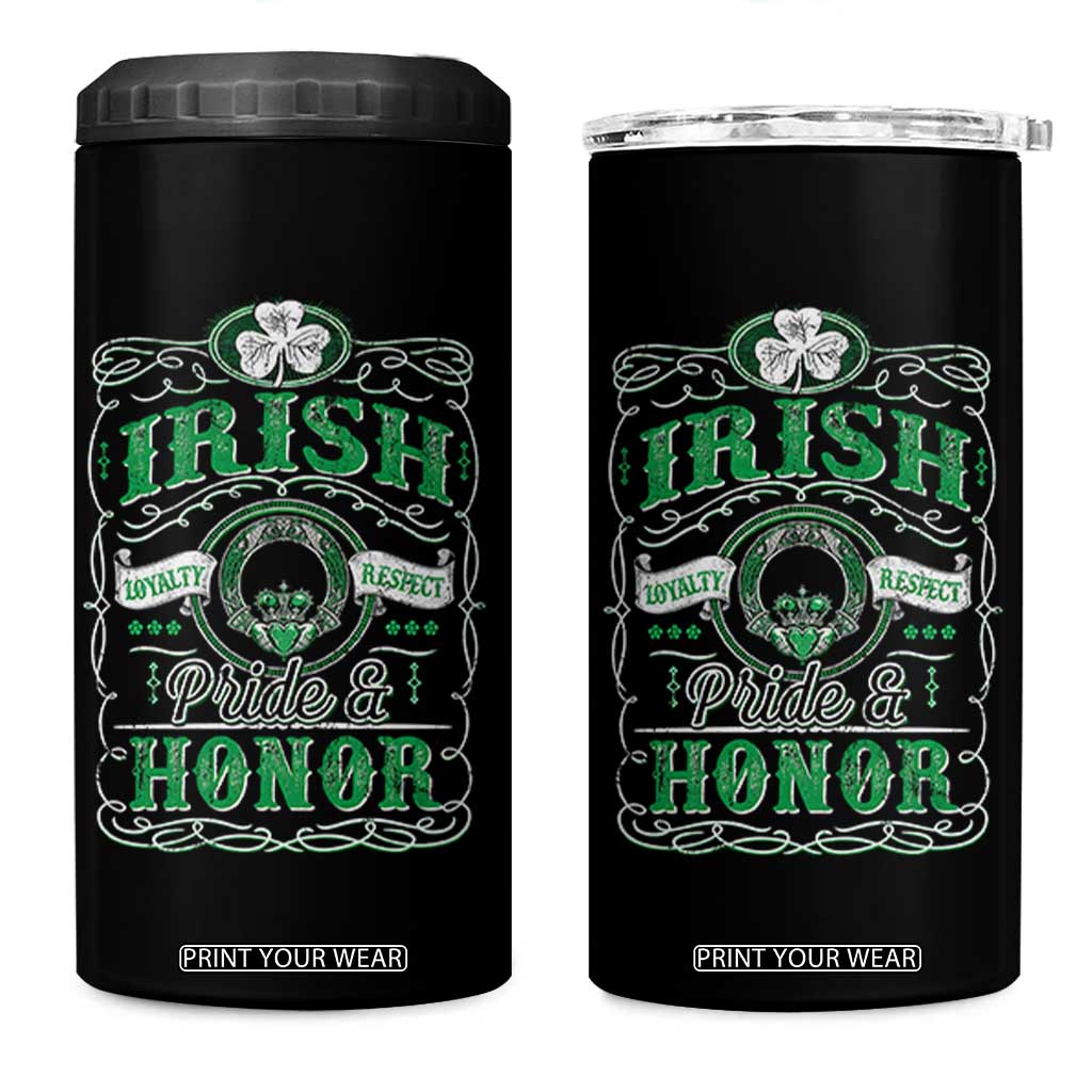 Vintage Irish Pride And Honor St Patricks Day 4 in 1 Can Cooler Tumbler TS11 One Size: 16 oz Black Print Your Wear