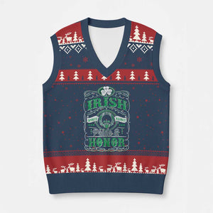 Vintage Irish Pride And Honor St Patricks Day V-Neck Knit Sweater Vest TS11 Navy Red Print Your Wear